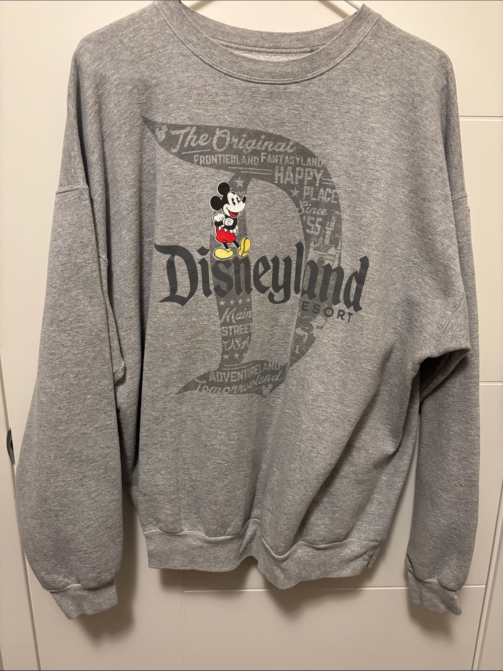 DISNEY Hanes Gray Crewneck Sweatshirt with Mickey Graphic